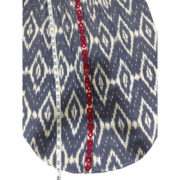 Sundance Isabel Ikat Shirt Dress Embroidered Short Sleeve Blue White Size M NEW - Picture 8 of 8